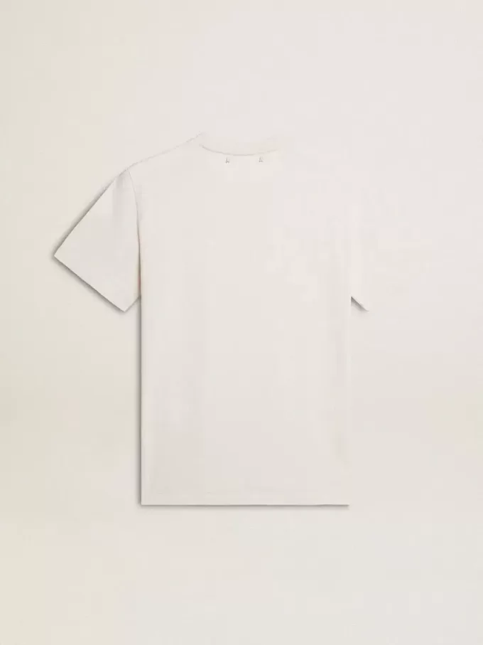 Camiseta de algodón blanco desgastado para hombre con letras negras Camiseta de algodón blanco desgastado para hombre con letras negras