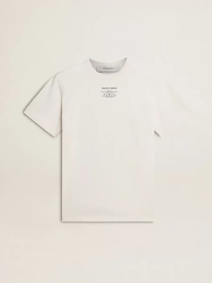 Camiseta de algodón blanco desgastado para mujer con letras negras Camiseta de algodón blanco desgastado para mujer con letras negras