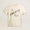 Camiseta de algodón blanco envejecido para hombre con estampado dorado Camiseta de algodón blanco envejecido para hombre con estampado dorado