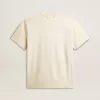 Camiseta de algodón blanco envejecido para hombre con estampado dorado Camiseta de algodón blanco envejecido para hombre con estampado dorado