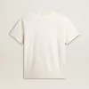 Camiseta de algodón blanco envejecido para hombre con estampado dorado Camiseta de algodón blanco envejecido para hombre con estampado dorado
