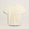 Camiseta de algodón blanco envejecido para hombre con estampado en la parte delantera Camiseta de algodón blanco envejecido para hombre con estampado en la parte delantera