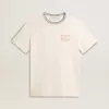 Camiseta de algodón blanco envejecido para mujer con bordado a mano Camiseta de algodón blanco envejecido para mujer con bordado a mano
