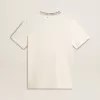 Camiseta de algodón blanco envejecido para mujer con bordado a mano Camiseta de algodón blanco envejecido para mujer con bordado a mano