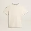 Camiseta de algodón blanco envejecido para mujer con bordado a mano Camiseta de algodón blanco envejecido para mujer con bordado a mano