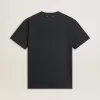 Camiseta de algodón negro desgastado para hombre con estampado en la parte delantera Camiseta de algodón negro desgastado para hombre con estampado en la parte delantera