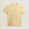 Camiseta de algodón para hombre en color amarillo pálido con letras descoloridas Camiseta de algodón para hombre en color amarillo pálido con letras descoloridas