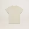 Camiseta de algodón para niña en blanco desgastado con bordado rojo en el pecho Camiseta de algodón para niña en blanco desgastado con bordado rojo en el pecho