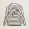 Camiseta de hombre con rayas blancas y azules y bordado en la parte delantera Camiseta de hombre con rayas blancas y azules y bordado en la parte delantera