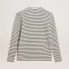 Camiseta de hombre con rayas blancas y azules y bordado en la parte delantera Camiseta de hombre con rayas blancas y azules y bordado en la parte delantera