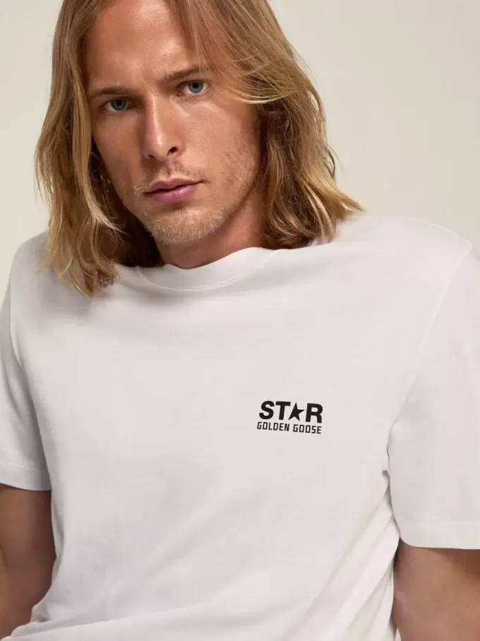Camiseta de la colección White Star con logotipo y estrella negros en contraste Camiseta de la colección White Star con logotipo y estrella negros en contraste