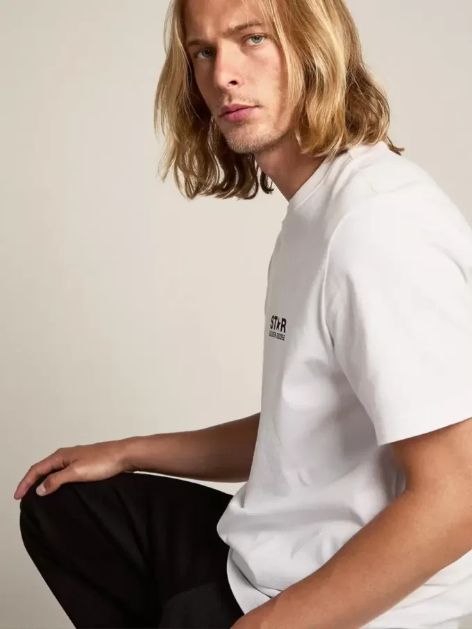 Camiseta de la colección White Star con logotipo y estrella negros en contraste Camiseta de la colección White Star con logotipo y estrella negros en contraste