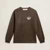 Camiseta de manga larga para hombre en algodón gris antracita con logotipo en la espalda Camiseta de manga larga para hombre en algodón gris antracita con logotipo en la espalda