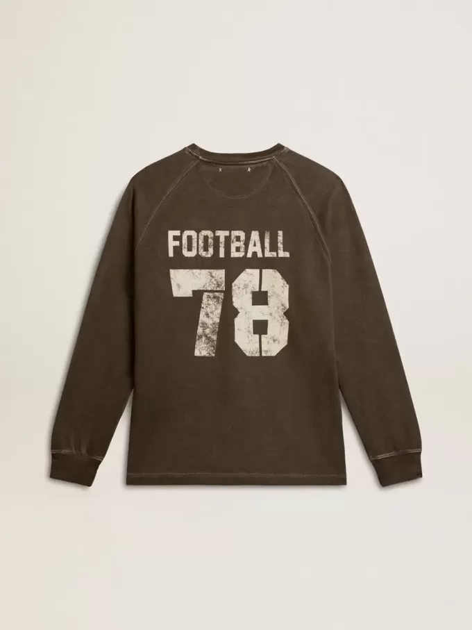 Camiseta de manga larga para hombre en algodón gris antracita con logotipo en la espalda Camiseta de manga larga para hombre en algodón gris antracita con logotipo en la espalda