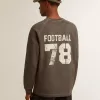 Camiseta de manga larga para hombre en algodón gris antracita con logotipo en la espalda Camiseta de manga larga para hombre en algodón gris antracita con logotipo en la espalda