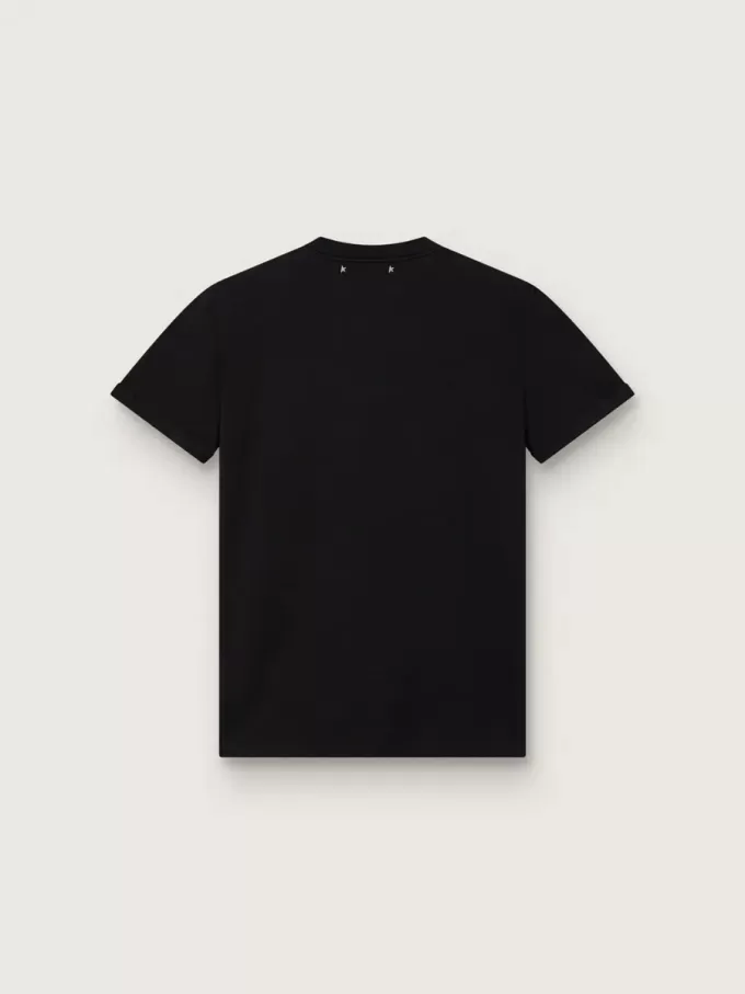 Camiseta de mujer de corte regular y efecto desgastado en color negro Camiseta de mujer de corte regular y efecto desgastado en color negro