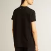 Camiseta de mujer de corte regular y efecto desgastado en color negro Camiseta de mujer de corte regular y efecto desgastado en color negro