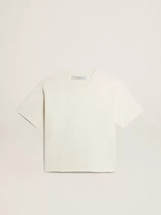 Camiseta en blanco envejecido con logotipo invertido en la espalda – Jersey Capsule