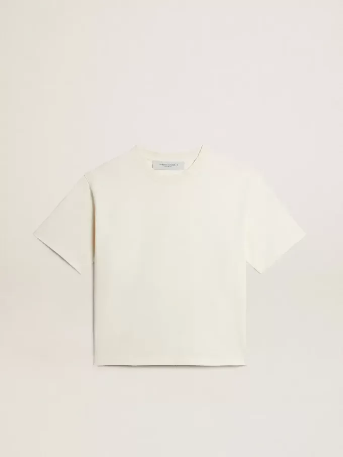 Camiseta en blanco envejecido con logotipo invertido en la espalda – Jersey Capsule Camiseta en blanco envejecido con logotipo invertido en la espalda – Jersey Capsule