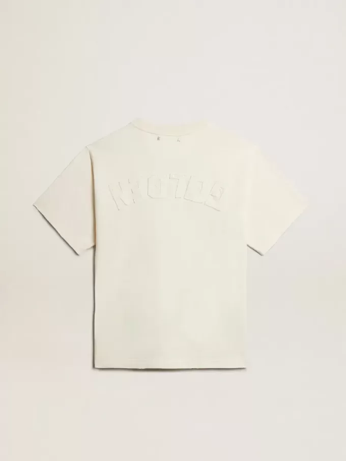 Camiseta en blanco envejecido con logotipo invertido en la espalda – Jersey Capsule Camiseta en blanco envejecido con logotipo invertido en la espalda – Jersey Capsule