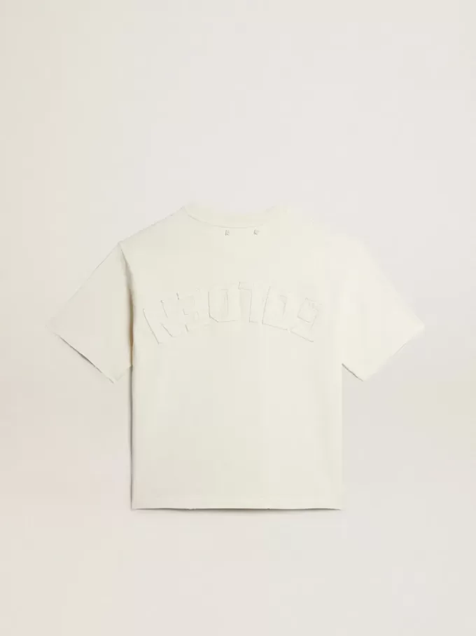 Camiseta en blanco envejecido con logotipo invertido en la espalda – Jersey Capsule Camiseta en blanco envejecido con logotipo invertido en la espalda – Jersey Capsule