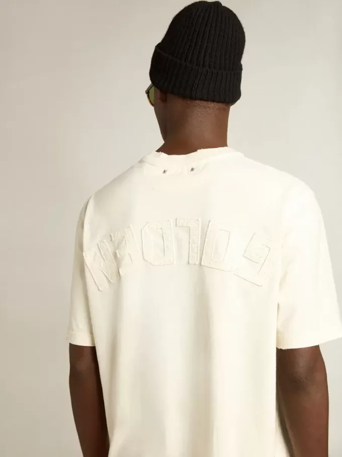 Camiseta en blanco envejecido con logotipo invertido en la espalda – Jersey Capsule Camiseta en blanco envejecido con logotipo invertido en la espalda – Jersey Capsule