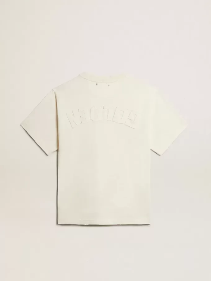 Camiseta en blanco envejecido con logotipo invertido en la espalda – Jersey Capsule Camiseta en blanco envejecido con logotipo invertido en la espalda – Jersey Capsule