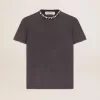 Camiseta gris antracita con cristales para mujer Camiseta gris antracita con cristales para mujer