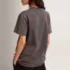 Camiseta gris antracita con cristales para mujer Camiseta gris antracita con cristales para mujer