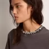 Camiseta gris antracita con cristales para mujer Camiseta gris antracita con cristales para mujer