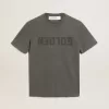 Camiseta gris antracita para hombre con tratamiento desgastado Camiseta gris antracita para hombre con tratamiento desgastado