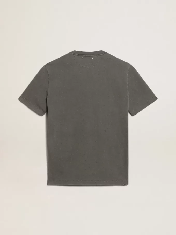 Camiseta gris antracita para hombre con tratamiento desgastado Camiseta gris antracita para hombre con tratamiento desgastado