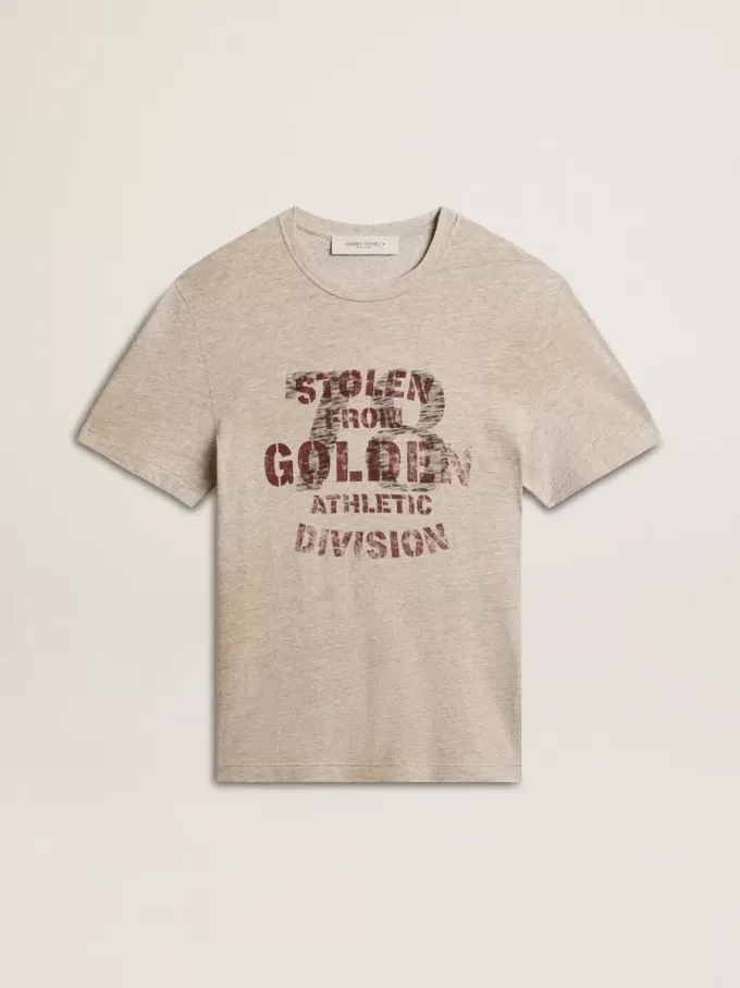 Camiseta gris de algodón para hombre con estampado vintage en la parte delantera Camiseta gris de algodón para hombre con estampado vintage en la parte delantera