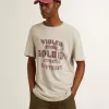 Camiseta gris de algodón para hombre con estampado vintage en la parte delantera Camiseta gris de algodón para hombre con estampado vintage en la parte delantera
