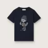 Camiseta Journey para niño en jersey de algodón azul con estampado digital de la mascota