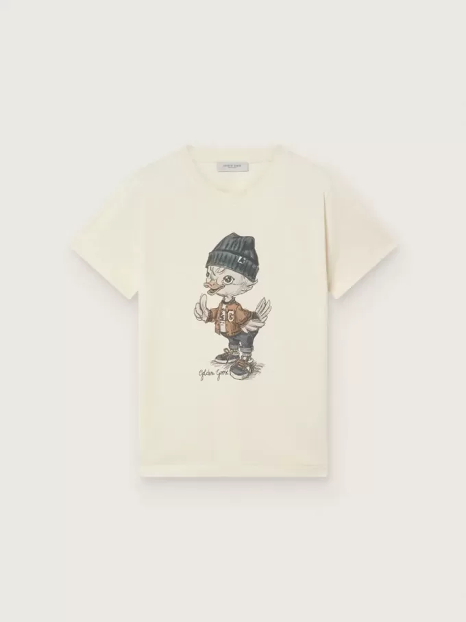 Camiseta Journey para niño en jersey de algodón blanco con estampado digital de la mascota