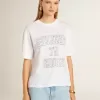 Camiseta ligera de lino blanco con estampado para mujer Camiseta ligera de lino blanco con estampado para mujer
