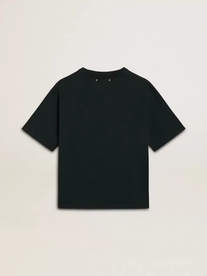 Camiseta negra con cristales para mujer Camiseta negra con cristales para mujer
