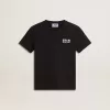 Camiseta negra con logotipo blanco en contraste en la parte delantera y estrella maxi en la espalda