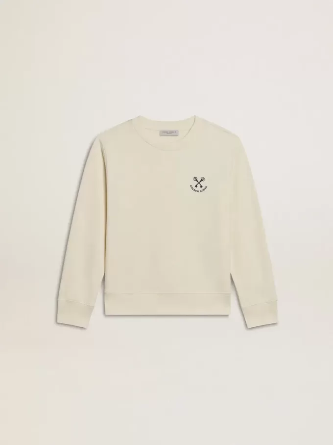 Camiseta para niña en blanco desgastado con bordado en la parte delantera y estampado en la espalda Camiseta para niña en blanco desgastado con bordado en la parte delantera y estampado en la espalda