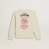 Camiseta para niña en blanco desgastado con bordado en la parte delantera y estampado en la espalda Camiseta para niña en blanco desgastado con bordado en la parte delantera y estampado en la espalda