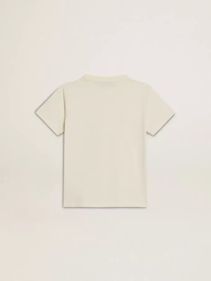 Camiseta para niño en blanco desgastado con letras multicolor Camiseta para niño en blanco desgastado con letras multicolor
