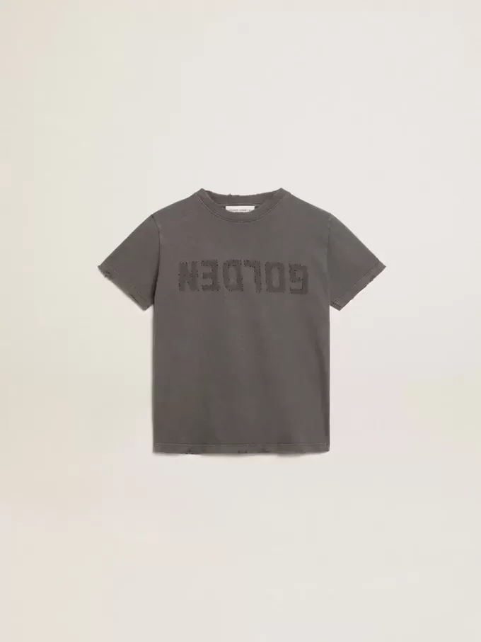 Camiseta para niño en color gris con tratamiento desgastado Camiseta para niño en color gris con tratamiento desgastado
