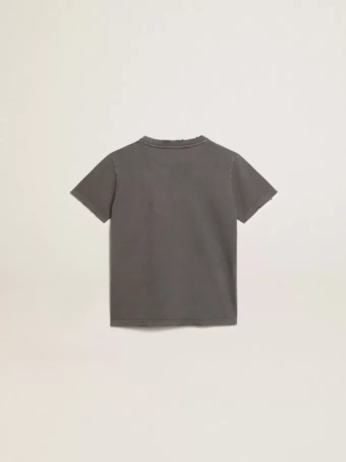 Camiseta para niño en color gris con tratamiento desgastado Camiseta para niño en color gris con tratamiento desgastado