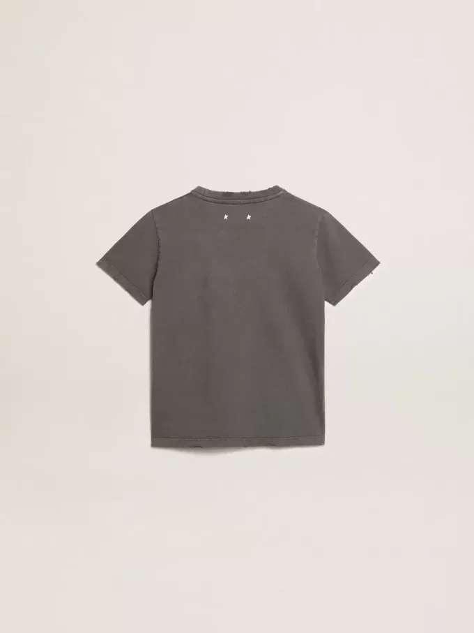 Camiseta para niño en color gris con tratamiento desgastado Camiseta para niño en color gris con tratamiento desgastado