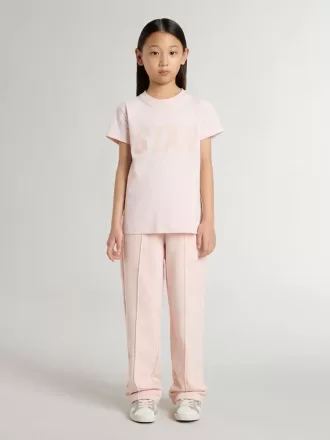 Camiseta rosa para niña con estampado rosa en la parte delantera