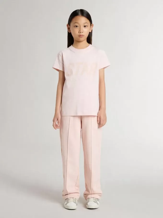 Camiseta rosa para niña con estampado rosa en la parte delantera Camiseta rosa para niña con estampado rosa en la parte delantera