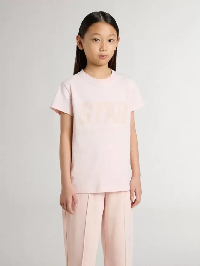 Camiseta rosa para niña con estampado rosa en la parte delantera Camiseta rosa para niña con estampado rosa en la parte delantera
