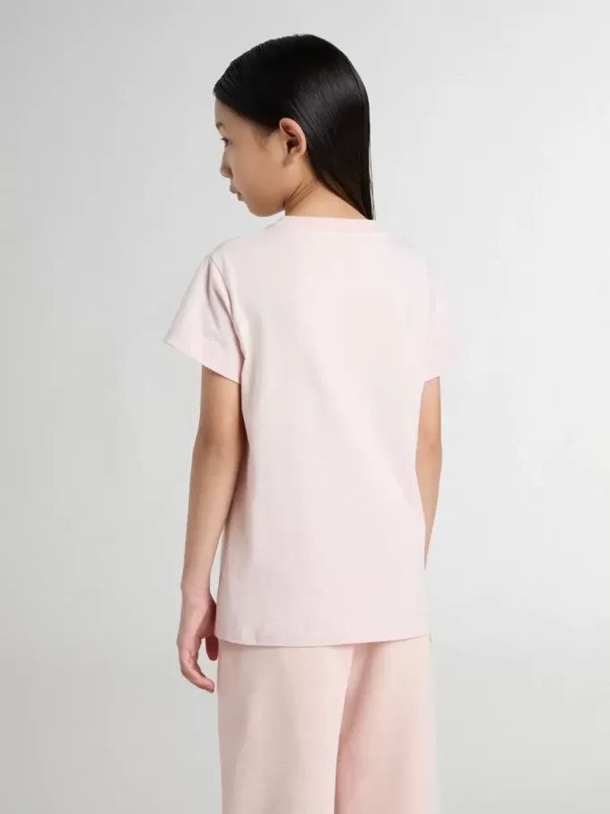 Camiseta rosa para niña con estampado rosa en la parte delantera Camiseta rosa para niña con estampado rosa en la parte delantera