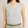 Camiseta sin mangas de punto azul celeste para mujer Camiseta sin mangas de punto azul celeste para mujer